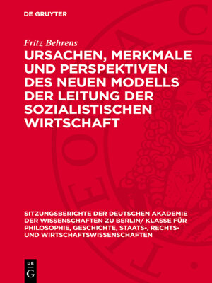 cover image of Ursachen, Merkmale und Perspektiven des neuen Modells der Leitung der sozialistischen Wirtschaft